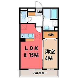 オペラハウス上大島B 1LDKの間取図画像