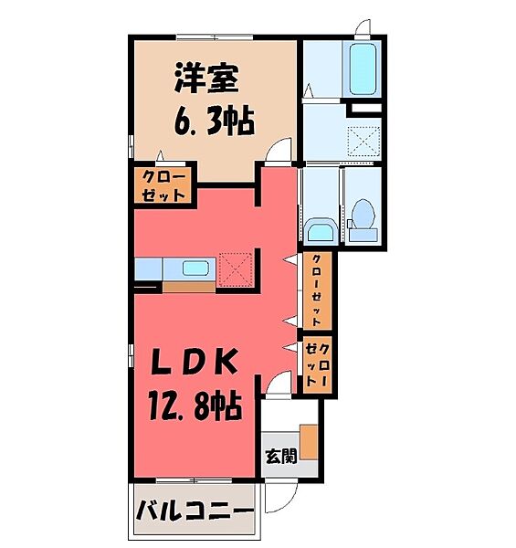 シプリエール D ｜群馬県伊勢崎市境三ツ木(賃貸アパート1LDK・1階・46.49㎡)の写真 その2