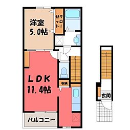 メゾンドソレイユ3 1LDKの間取図画像