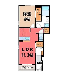メゾンドソレイユ 1LDKの間取図画像