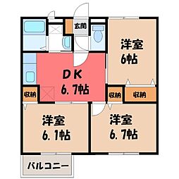 ルミエールコートB 3DKの間取図画像