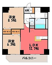 グラン・ルポ高崎 2LDKの間取図画像