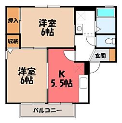メルベーユミキ 2Kの間取図画像