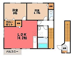 ロイヤルパークC 2LDKの間取図画像