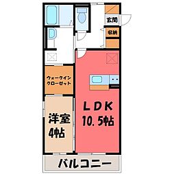 オペラハウス上大島B 1LDKの間取図画像