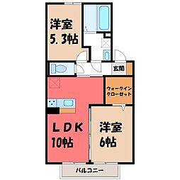 グランテラス宮子A 2LDKの間取図画像