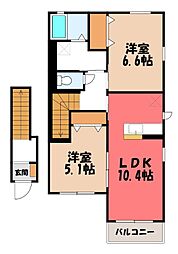 ベラカーサ明保野 B 2LDKの間取図画像