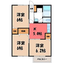ボヌール 3Kの間取図画像