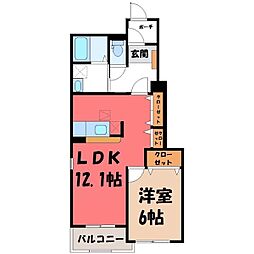 メゾン・アンソレイエ2 1LDKの間取図画像