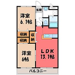 クローバービル 2LDKの間取図画像