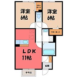 パルテール 2LDKの間取図画像