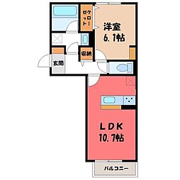 エスポワールB 1LDKの間取図画像