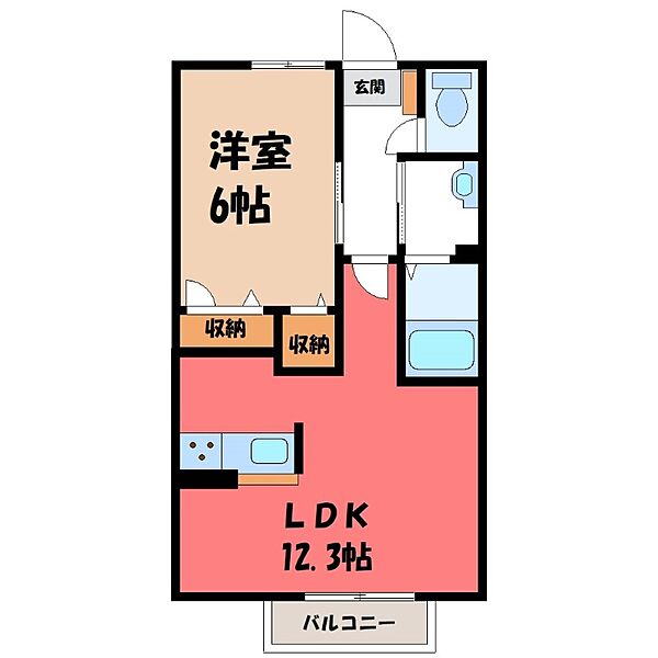 サファイア Ａ ｜群馬県伊勢崎市宮子町(賃貸アパート1LDK・2階・42.80㎡)の写真 その2