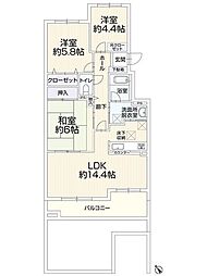 東急ドエルアルス白石 3LDKの間取図画像