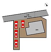 【区画図】計4台駐車可能。ご家族分だけでなく、来客用もがあっても安心の駐車スペースがございます。