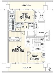 リベール古京町 2LDKの間取図画像