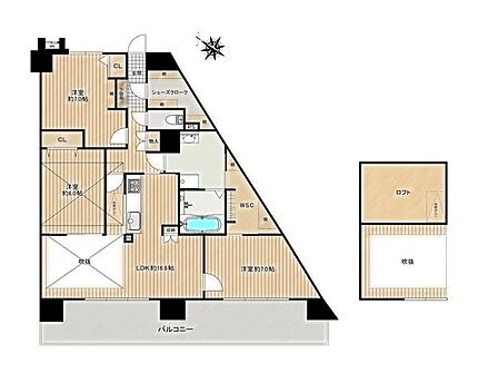 ◇3LDK+ロフトの広々としたお部屋◇全居室収納で収納に困りません!◇最上階で陽当眺望良好です