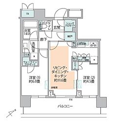 パークシティ武蔵小山ザタワー 2LDKの間取図画像