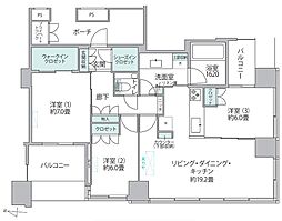 ワールドシティタワーズキャピタルタワーC2棟 3LDKの間取図画像