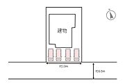 【区画図】駐車場は並列4台分駐車可能です。
