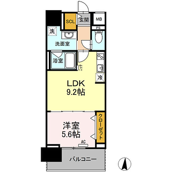 ＣＡＳＡ94 804｜愛知県豊橋市東小田原町(賃貸マンション1LDK・8階・39.96㎡)の写真 その2