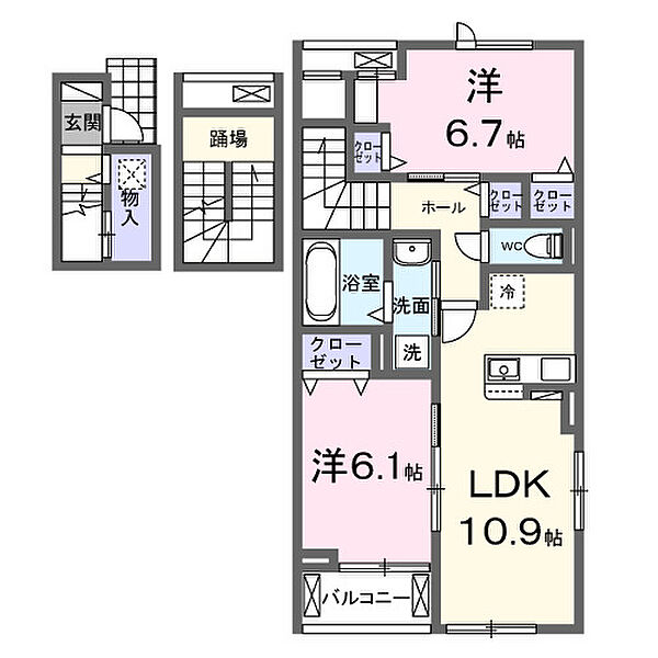 エバー・ピークスII 301｜愛知県豊川市西豊町3丁目(賃貸アパート2LDK・3階・66.02㎡)の写真 その2