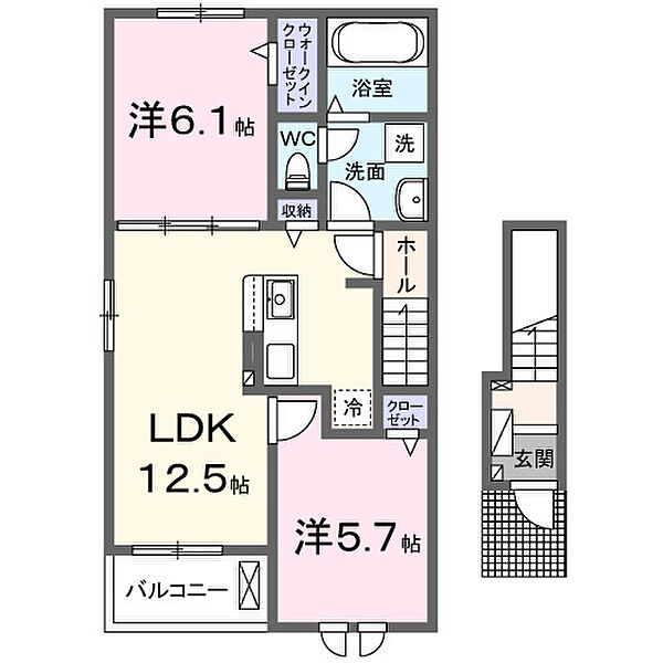 キャトルプレイス8 201｜愛知県豊川市御津町広石神子田(賃貸アパート2LDK・2階・56.44㎡)の写真 その2