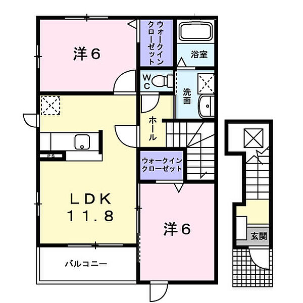 クラールベルグ 201｜愛知県豊川市平尾町天神(賃貸アパート2LDK・2階・58.80㎡)の写真 その2