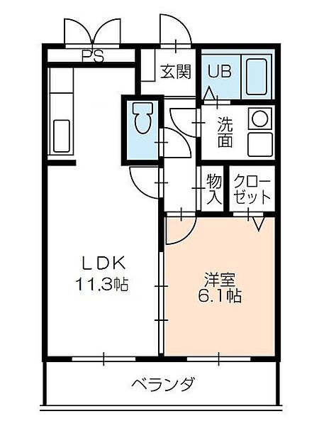 桜ヶ丘LUCK　HILL 205｜愛知県豊川市桜ケ丘町(賃貸マンション1LDK・2階・45.00㎡)の写真 その2