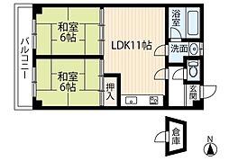 東雲コーポラス 2LDKの間取図画像