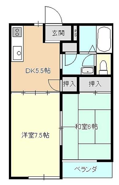 サザンクロス・ビュー 102｜広島県福山市千田町3丁目(賃貸アパート2DK・1階・42.23㎡)の写真 その3