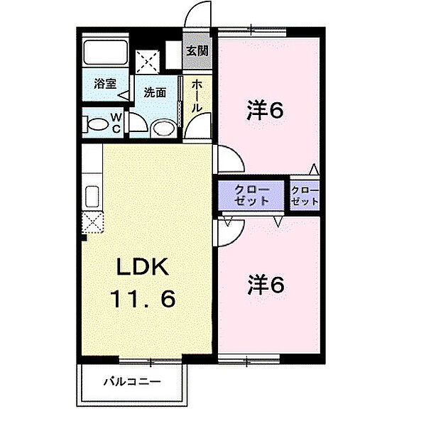 ニューコーポ高屋　Ｂ 201｜岡山県井原市高屋町2丁目(賃貸アパート2LDK・2階・54.92㎡)の写真 その2