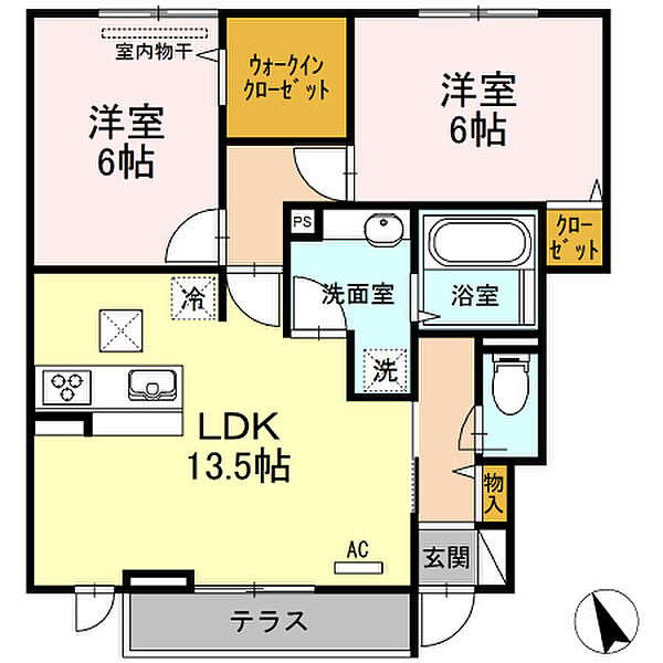 グランディール 102｜広島県福山市東川口町5丁目(賃貸アパート2LDK・1階・62.58㎡)の写真 その2