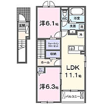 ベルシオン西江原I 201 ｜ 岡山県井原市西江原町1512-2（賃貸アパート2LDK・2階・58.57㎡） その2