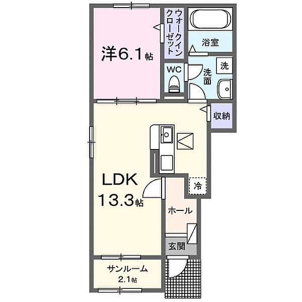 クレアールII　Ａ 101｜広島県福山市御幸町大字森脇(賃貸アパート1LDK・1階・50.01㎡)の写真 その2