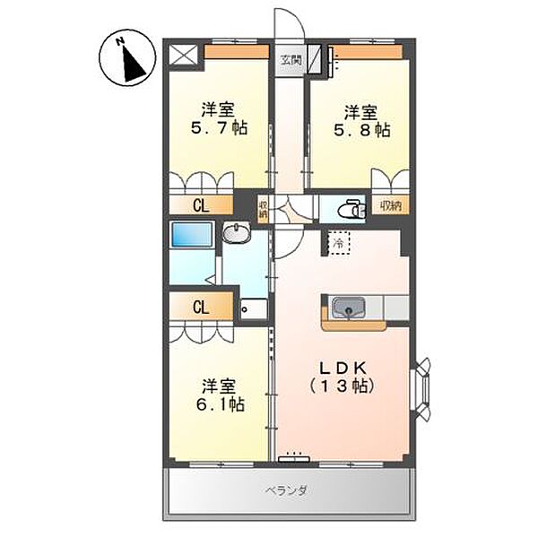 ラルジュ ｜広島県福山市東川口町4丁目(賃貸アパート3LDK・2階・67.84㎡)の写真 その2