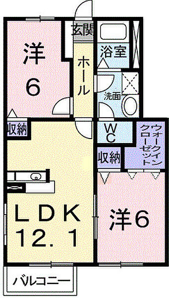 ロジュマン国分寺1 102｜香川県高松市国分寺町新居(賃貸アパート2LDK・1階・56.80㎡)の写真 その2