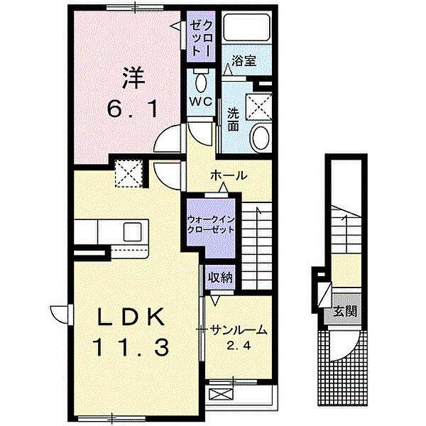 マクール国分寺Ａ 201｜香川県高松市国分寺町国分(賃貸アパート1LDK・2階・50.96㎡)の写真 その2