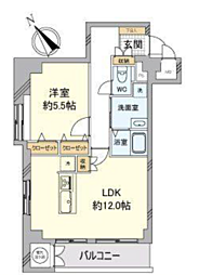 南馬込セントラルパレス 1LDKの間取図画像