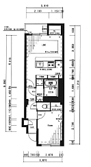 自由ヶ丘フラワーマンション 1LDKの間取図画像