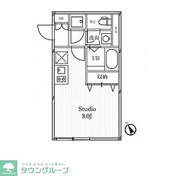 LEGALAND中目黒 2階ワンルームの間取り