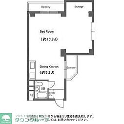 東信松涛マンション 3階ワンルームの間取り