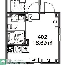 リバース笹塚 4階1Kの間取り