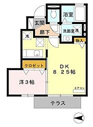 Ｔ’ｓ　ＷＥＳＴ 1階1LDKの間取り