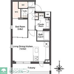 ヴェール・クレール代々木上原 1LDKの間取図画像