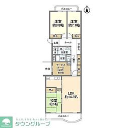 ハウス上野毛 3SLDKの間取図画像