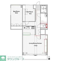 クレスト砧 2LDKの間取図画像