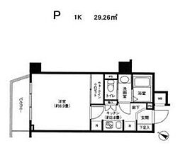 カスタリア初台 1Kの間取図画像