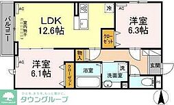 セレスティア南烏山 2LDKの間取図画像