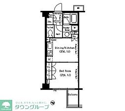 パークアクシス目黒本町 1DKの間取図画像